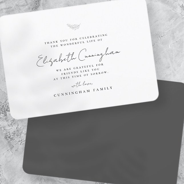 Tarjeta De Agradecimiento Memorial Funeral Moderno Moda simple y elegante (Subido por el creador)