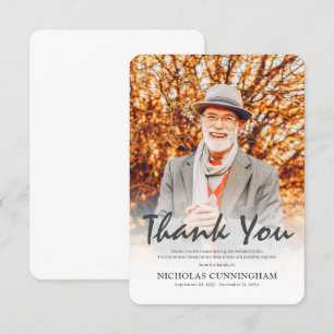 Tarjeta De Agradecimiento Memorial Funeral moderno Personalizado simple foto