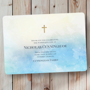 Tarjeta De Agradecimiento Memorial Funeral Moderno Simple Acuarela