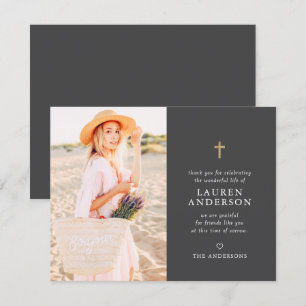 Tarjeta De Agradecimiento Memorial Funeral Moderno Simple Moda Cruz de Oro