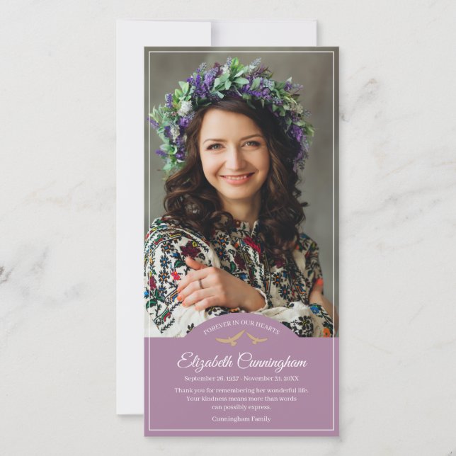 Tarjeta De Agradecimiento Memorial Funeral Monograma Aves Clásica Foto (Anverso)