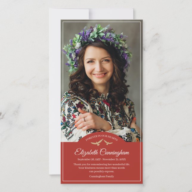 Tarjeta De Agradecimiento Memorial Funeral Monograma Aves Clásica Foto (Anverso)