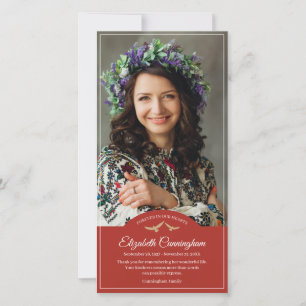 Tarjeta De Agradecimiento Memorial Funeral Monograma Aves Clásica Foto