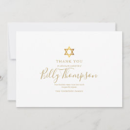 Tarjeta De Agradecimiento Memorial Funeral PhotoEstrella de David dorada Jud