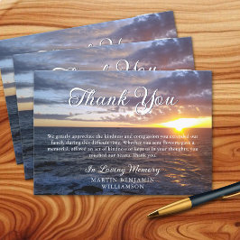 Tarjeta De Agradecimiento Memorial funeral Sunset Ocean Beach Gracias
