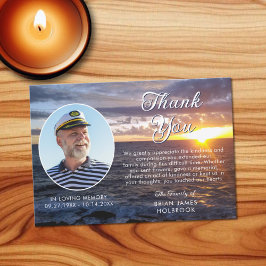 Tarjeta De Agradecimiento Memorial funeral Sunset Ocean Photo