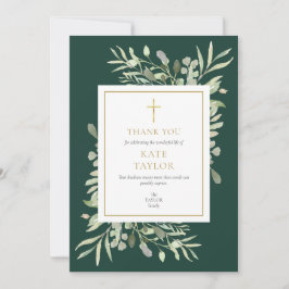Tarjeta De Agradecimiento Memorial Funeral Verde Esmeralda Vegetación