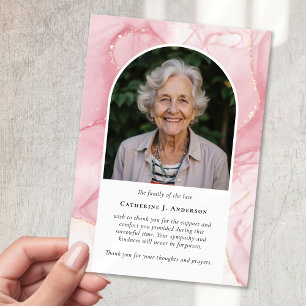 Tarjeta De Agradecimiento Memorial funerario de la foto de mármol rosa