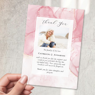 Tarjeta De Agradecimiento Memorial funerario de la foto de mármol rosa