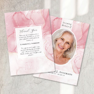 Tarjeta De Agradecimiento Memorial funerario de la foto de mármol rosa