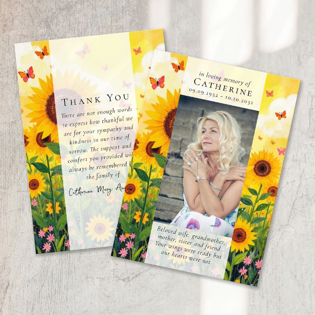 Tarjeta De Agradecimiento Memorial funerario de la foto del girasol (Subido por el creador)