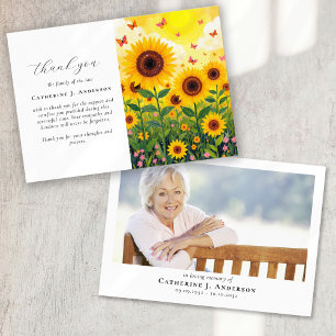 Tarjeta De Agradecimiento Memorial funerario de Sunflower Photo Sympathy