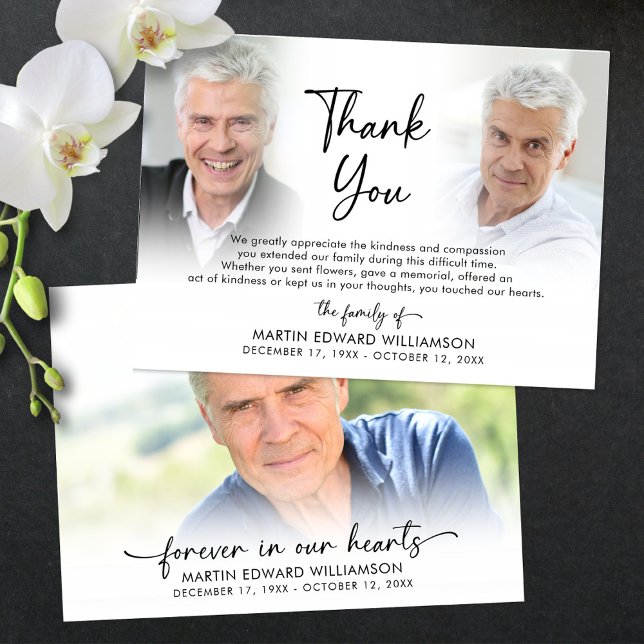 Tarjeta De Agradecimiento Memorial funerario moderno 3 fotos Gracias (Subido por el creador)