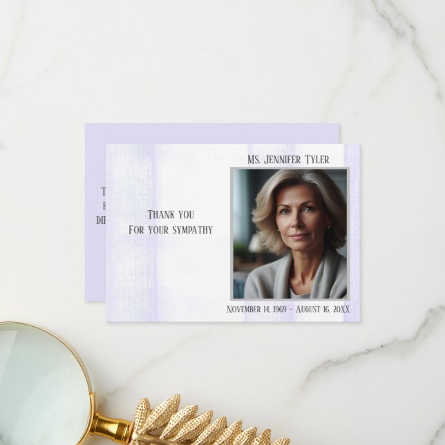 Tarjeta De Agradecimiento Memorial funerario morado de la familia (Anverso/Reverso In Situ)