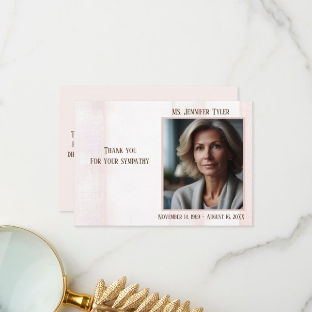 Tarjeta De Agradecimiento Memorial funerario rosa de la familia (Anverso/Reverso In Situ)