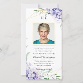 Tarjeta De Agradecimiento Memorial geométrico floral Hydrangea Lilac