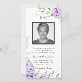 Tarjeta De Agradecimiento Memorial geométrico floral Hydrangea Lilac