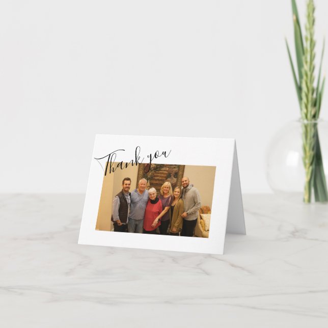 Tarjeta De Agradecimiento Memorial Gracias a Clásico Blanco y Negro (Anverso)