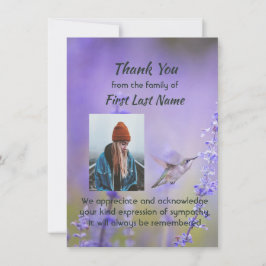 Tarjeta De Agradecimiento Memorial Hummingbird Lavender