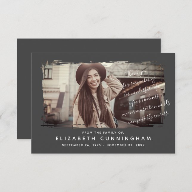 Tarjeta De Agradecimiento Memorial Marco fotográfico moderno y simple (Anverso / Reverso)