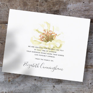 Tarjeta De Agradecimiento Memorial Moda moderna Foliage Floral Botánicos