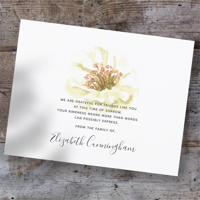 Tarjeta De Agradecimiento Memorial Moda moderna Foliage Floral Botánicos (Subido por el creador)