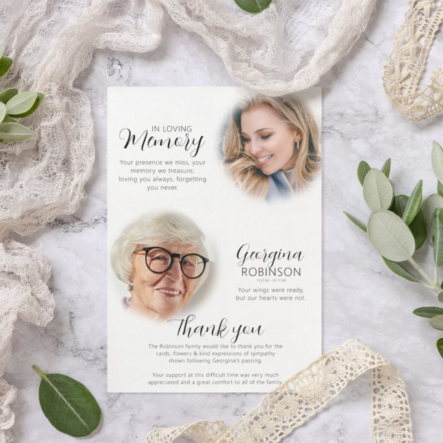 Tarjeta De Agradecimiento Memorial moderno antes y después de la foto (Subido por el creador)
