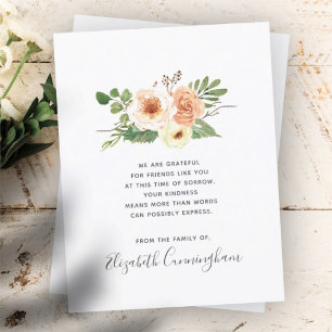 Tarjeta De Agradecimiento Memorial Moderno Flor Floral Foliage Botánicos