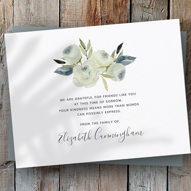 Tarjeta De Agradecimiento Memorial Moderno Flor Floral Foliage Botánicos (Subido por el creador)