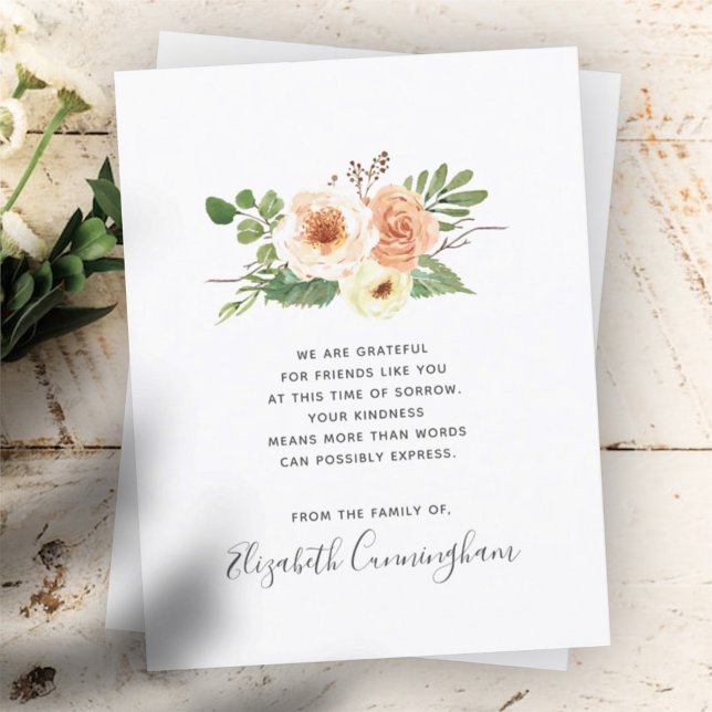 Tarjeta De Agradecimiento Memorial Moderno Flor Floral Foliage Botánicos (Subido por el creador)