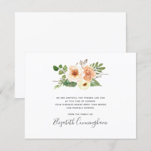Tarjeta De Agradecimiento Memorial Moderno Flower Floral Foliage Botánicos