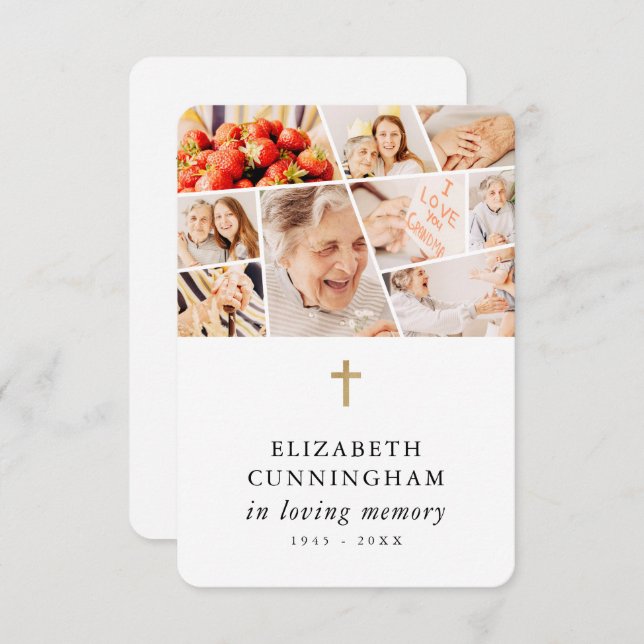 Tarjeta De Agradecimiento Memorial Moderno Simple 9 Fotos Oración (Anverso / Reverso)