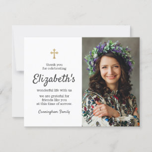 Tarjeta De Agradecimiento Memorial Ornate Gold Cross Photo