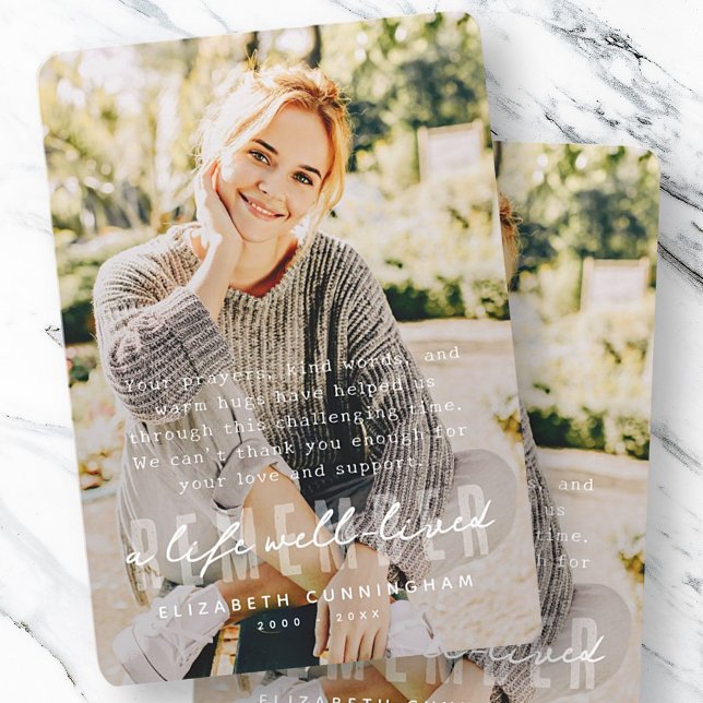 Tarjeta De Agradecimiento Memorial Recuerde la moderna y elegante foto (Subido por el creador)