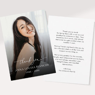 Tarjeta De Agradecimiento Memorial Service Funeral Foto Celebración de la Vi