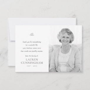 Tarjeta De Agradecimiento Memorial Simple Minimalista Moderno Foto