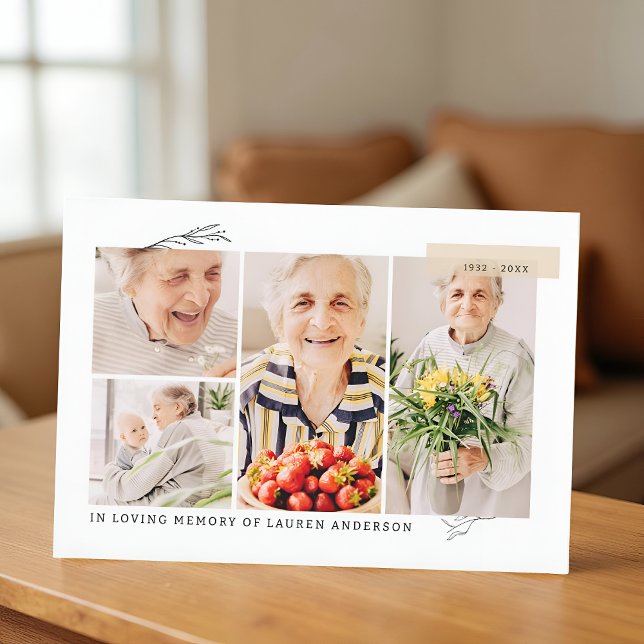 Tarjeta De Agradecimiento Memorial Simple Moderno 7 Photo Grid Prayer (Subido por el creador)