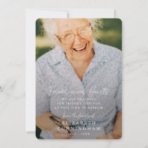 Tarjeta De Agradecimiento Memorial simple moderno para siempre en nuestros c