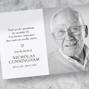 Tarjeta De Agradecimiento Memorial Simple Moderno Photo