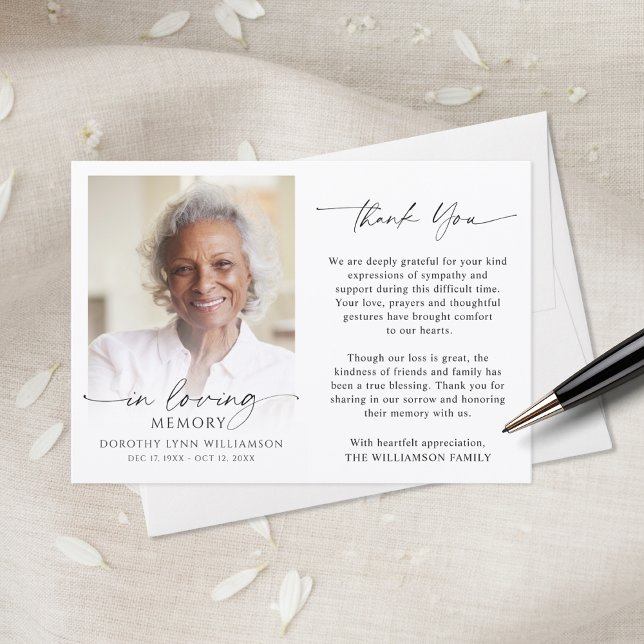 Tarjeta De Agradecimiento Memorial Thank You In Loving Memory Photo (Subido por el creador)
