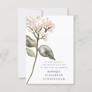 Tarjeta De Agradecimiento Memorial Watercolor Botánico Floral Elegante Moda