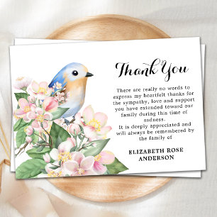 Tarjeta De Agradecimiento Memorial Watercolor Floral Bird Sympathy Funeral
