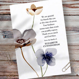 Tarjeta De Agradecimiento Memorial Watercolor Floral Botanicals Elegante Mod