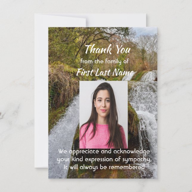 Tarjeta De Agradecimiento Memorial Waterfall Landscape Outdoors  Thank you (Anverso)