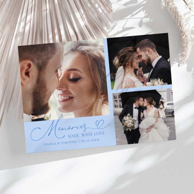 Tarjeta De Agradecimiento Memories Made With Love Wedding Icy Blue Photo (Subido por el creador)