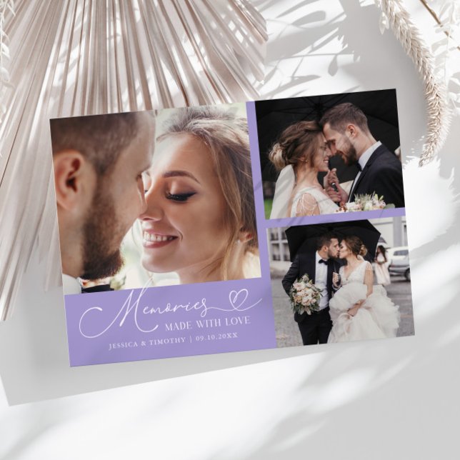 Tarjeta De Agradecimiento Memories Made With Love Wedding Lilac Photo (Subido por el creador)
