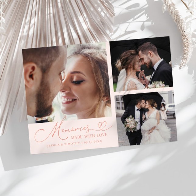 Tarjeta De Agradecimiento Memories Made With Love Wedding Peach Multi Photo (Subido por el creador)