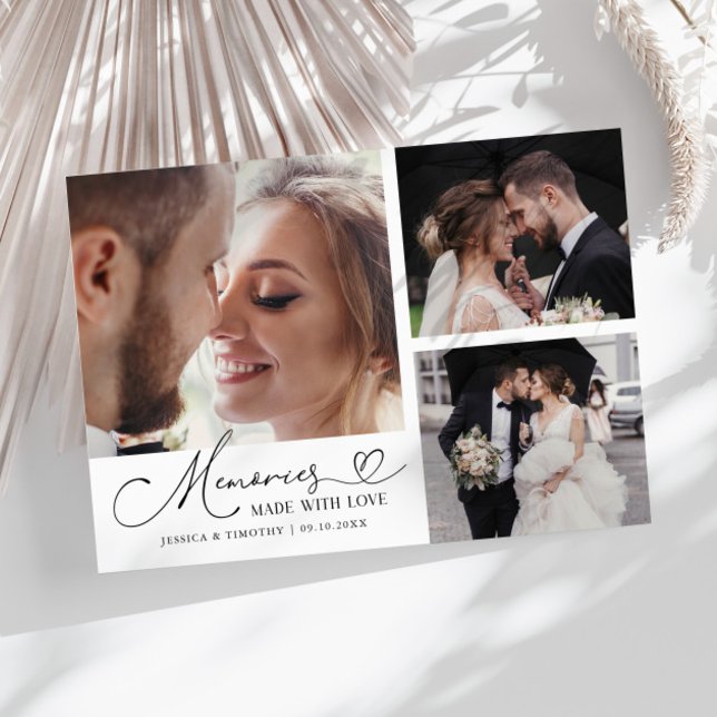 Tarjeta De Agradecimiento Memories Made With Love Wedding White Multi Photo (Subido por el creador)