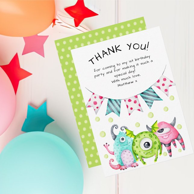 Tarjeta De Agradecimiento Menores Monstruos de la Cuta de Cumpleaños (Subido por el creador)
