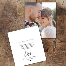 Tarjeta De Agradecimiento Mensaje de Apreciación de Foto Boda de Guión Elega